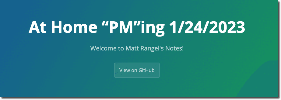 At Home “PM”ing 